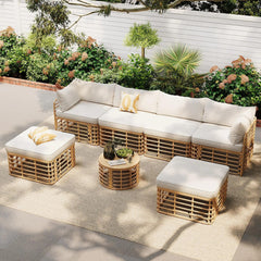 Wholesale 7-Piece All-Weather Rattan Patio Sofa Set with Cushions