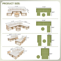 Wholesale 7-Piece All-Weather Rattan Patio Sofa Set with Cushions
