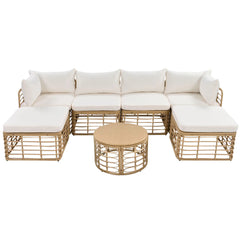 Wholesale 7-Piece All-Weather Rattan Patio Sofa Set with Cushions