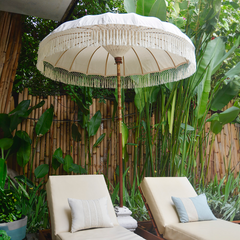 Wholesale Balinese Umbrella Patio | Natural Fringed