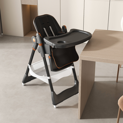 Wholesale Adjustable Black Baby High Chair with Wheels & Belt
