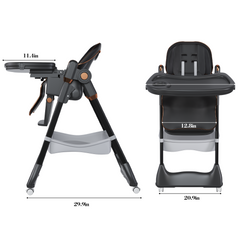 Wholesale Adjustable Black Baby High Chair with Wheels & Belt