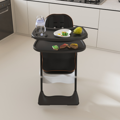 Wholesale Adjustable Black Baby High Chair with Wheels & Belt