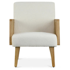 Wholesale Ayaki White Woven Accent Chair with Rattan Arms