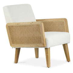 Wholesale Ayaki White Woven Accent Chair with Rattan Arms