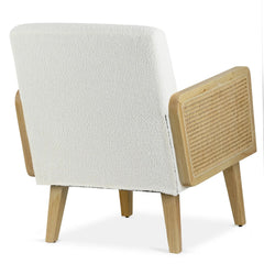 Wholesale Ayaki White Woven Accent Chair with Rattan Arms