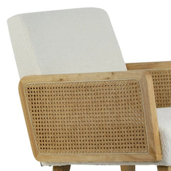 Wholesale Ayaki White Woven Accent Chair with Rattan Arms