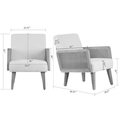 Wholesale Ayaki White Woven Accent Chair with Rattan Arms