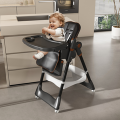 Wholesale Adjustable Black Baby High Chair with Wheels & Belt