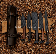 Wholesale Damascus Steel Chef Set Hand Forged 5 Pcs BBQ Kitchen Knives