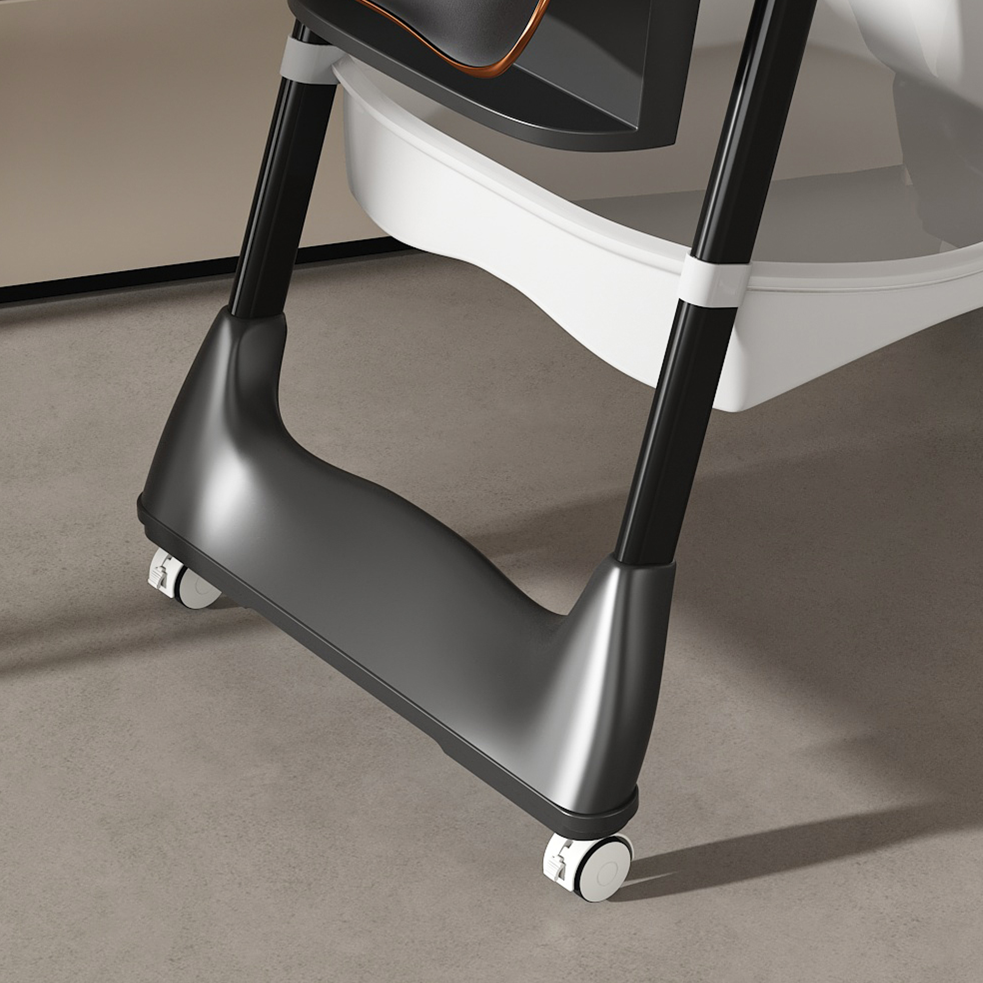 Wholesale Adjustable Black Baby High Chair with Wheels & Belt