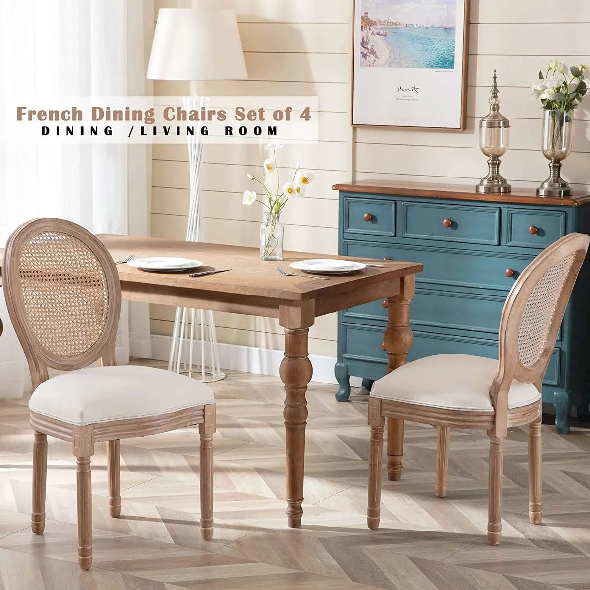 Wholesale Rattan French Country Dining Chairs Set of 4