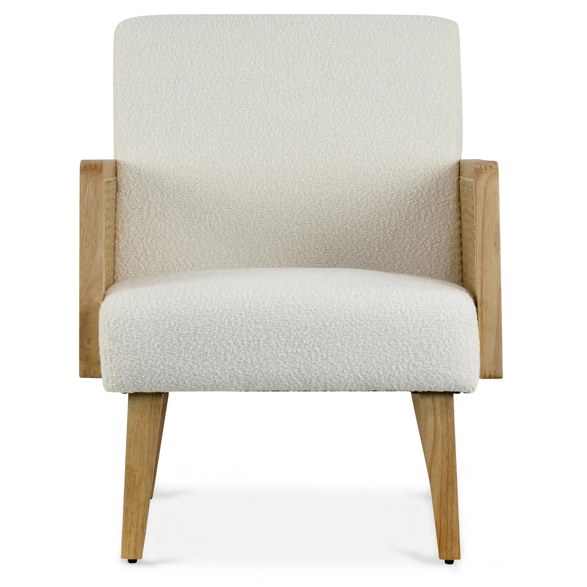 Wholesale Ayaki White Woven Accent Chair with Rattan Arms