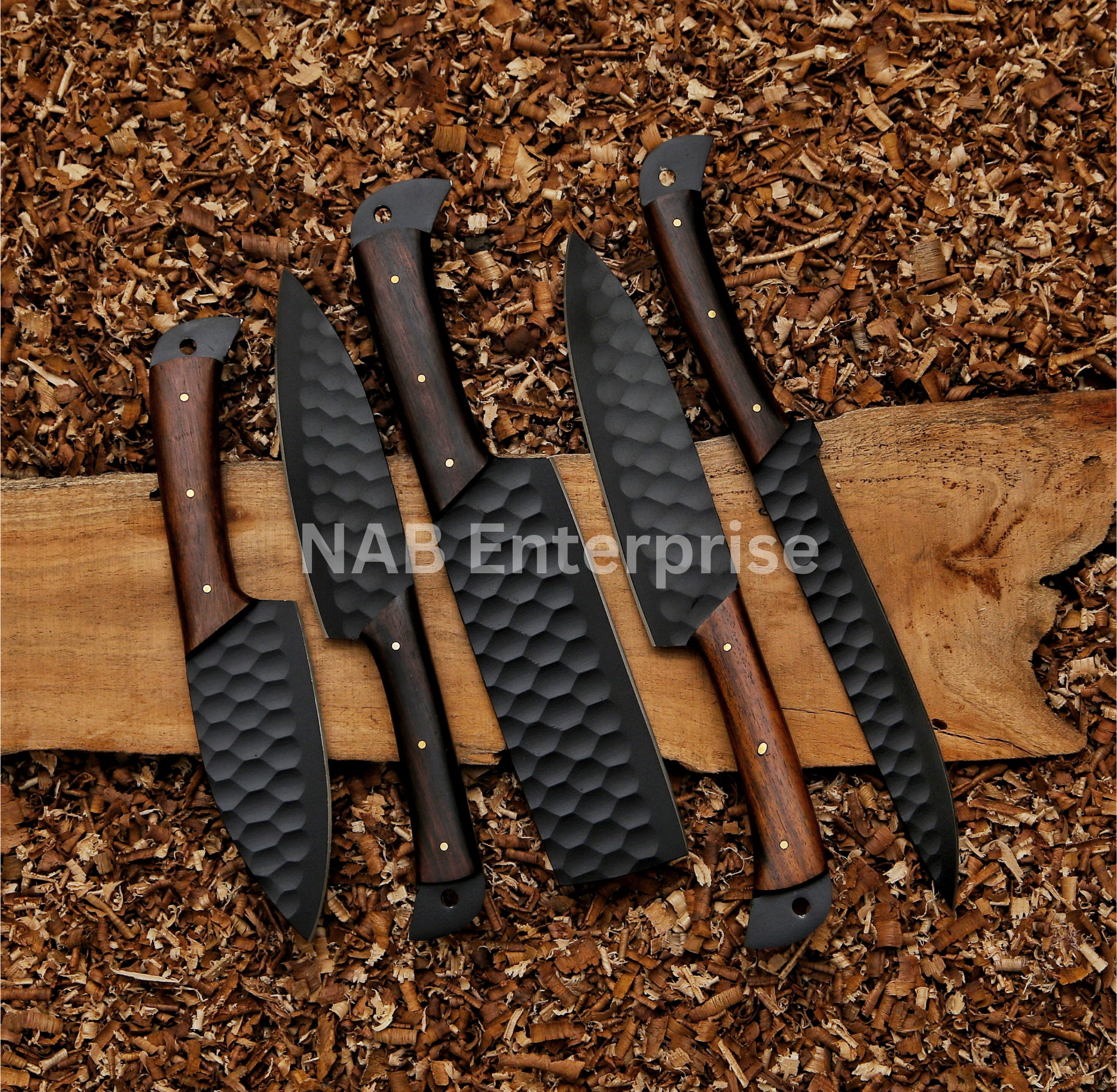 Wholesale Damascus Steel Chef Set Hand Forged 5 Pcs BBQ Kitchen Knives